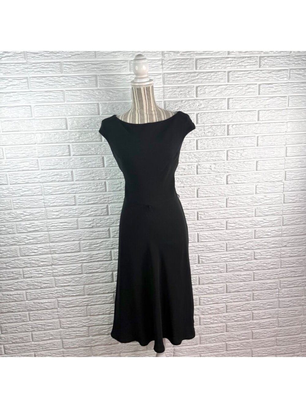 Vintage S.L. Fashions Black Fit & Flare Evening Cocktail Midi Dress Size 12